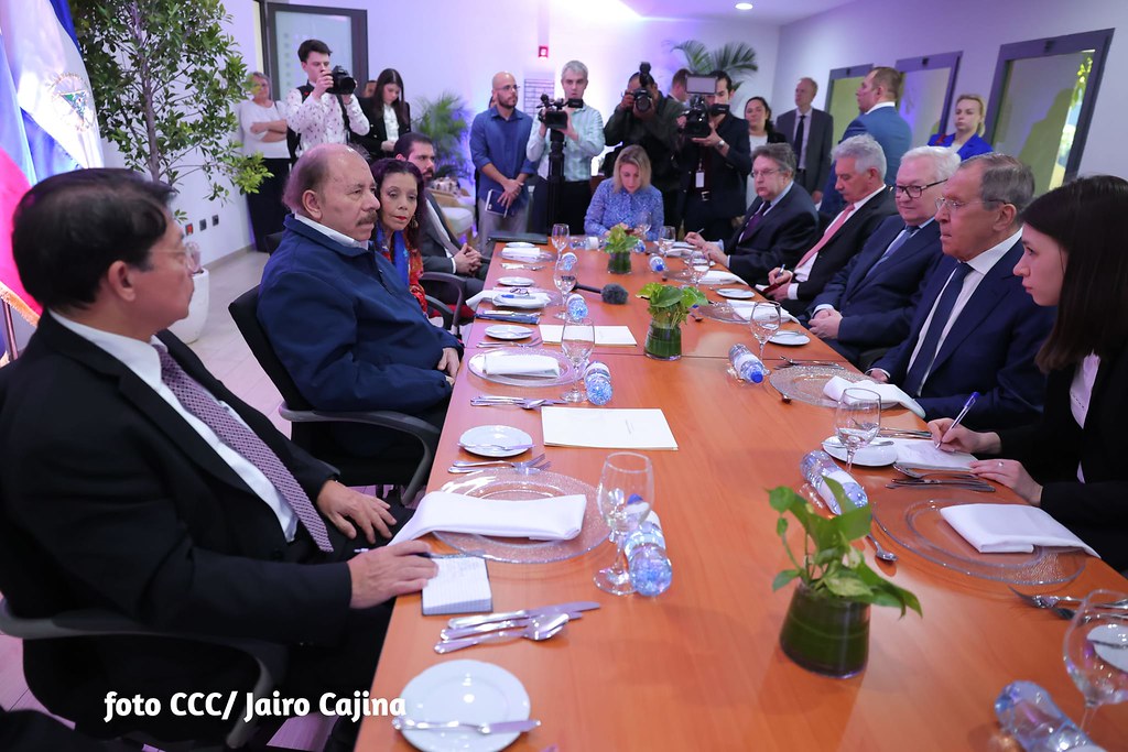 meeting between dictator Daniel Ortega (left) and Russian Foreign Minister, Sergey Lavrov.