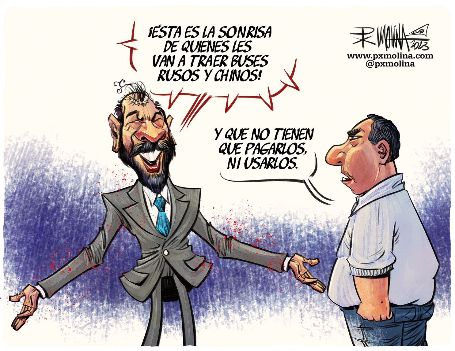 Caricatura pasaje en mano