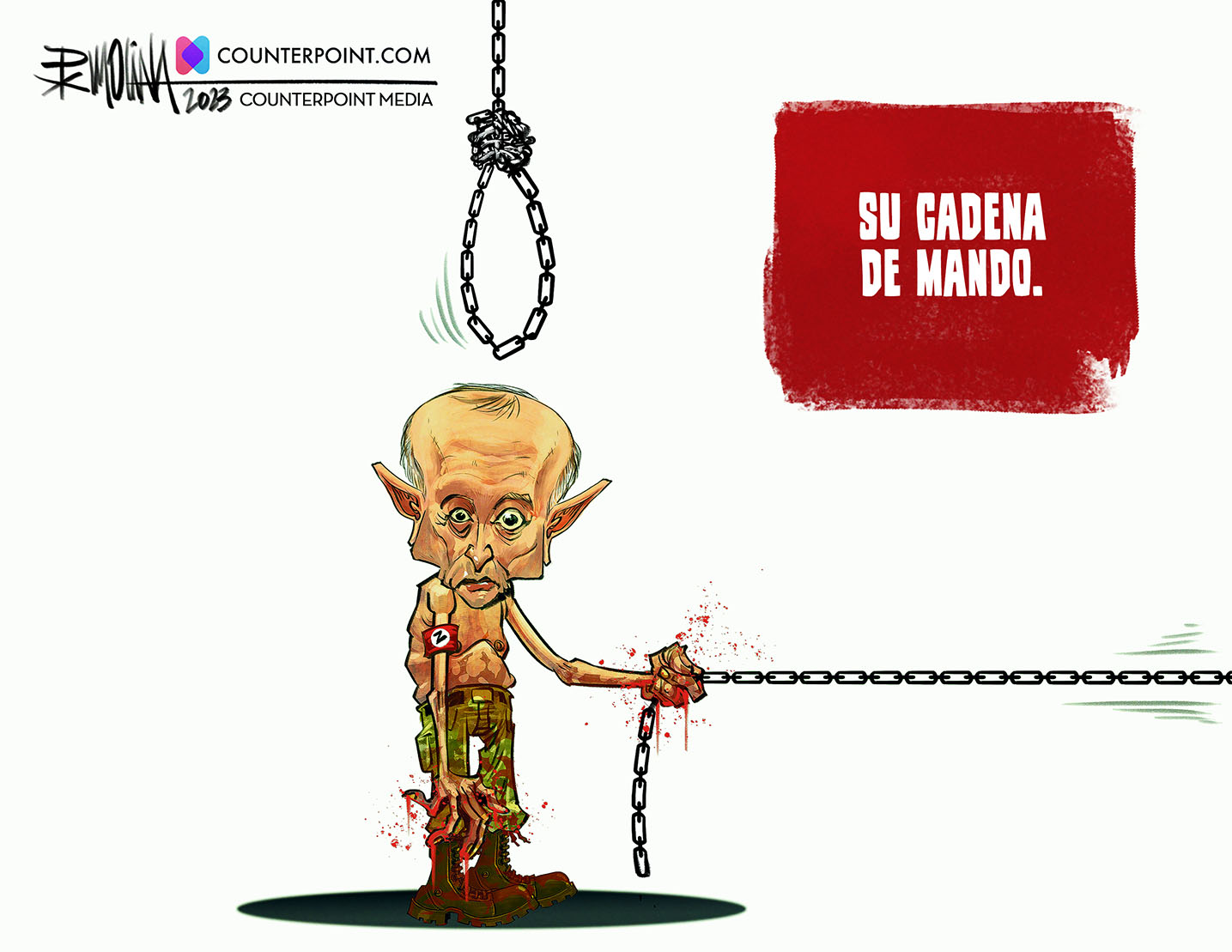 caricatura cadena de mando