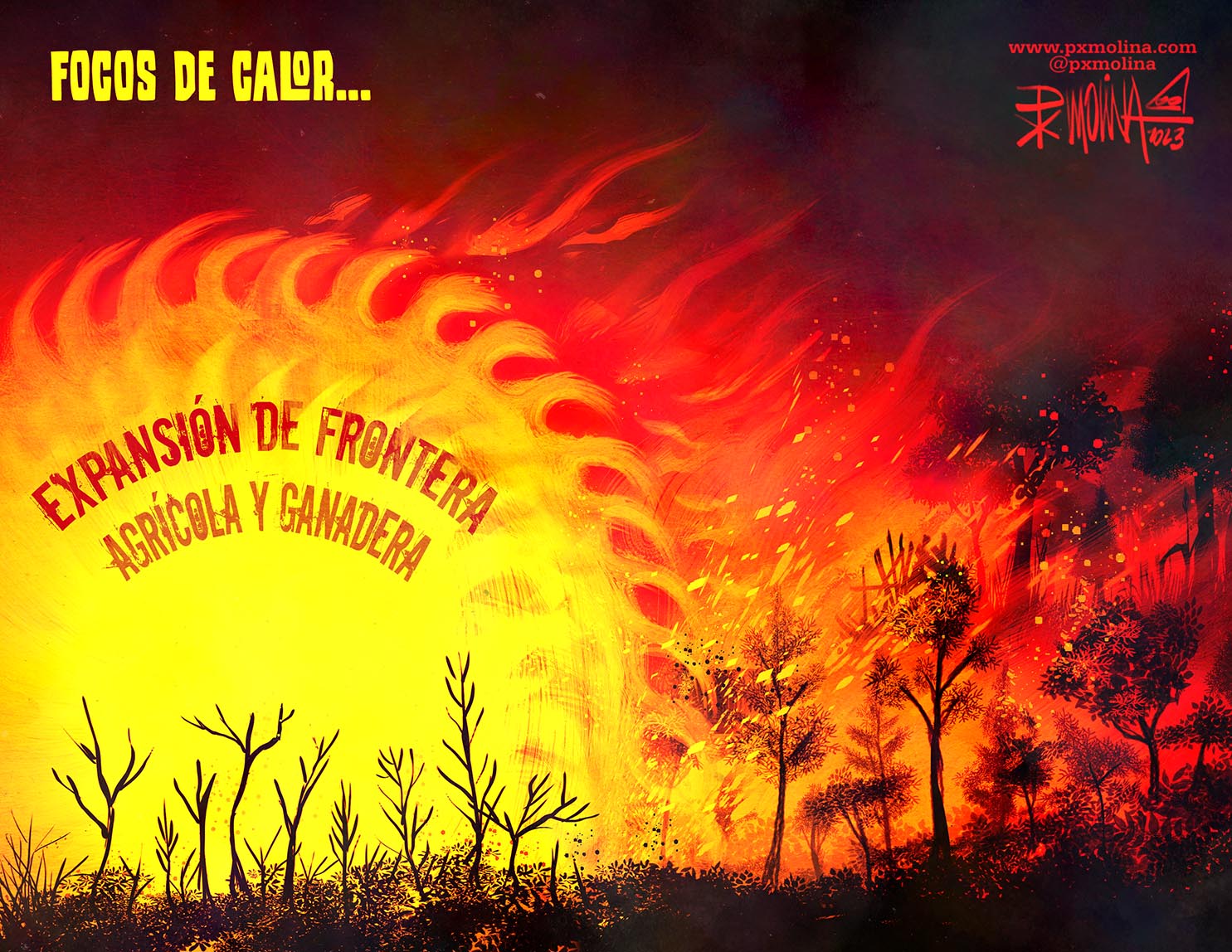 Caricatura focos de calor