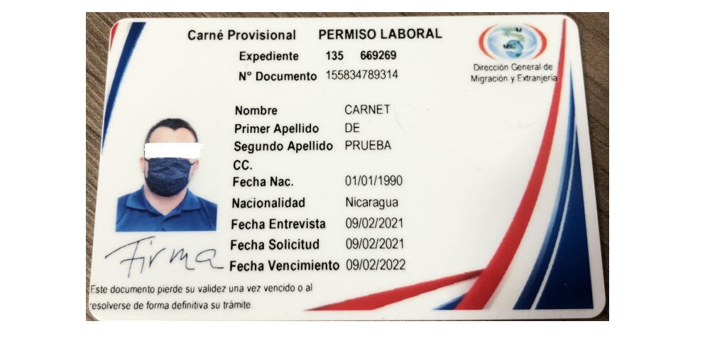 Carnet de prueba permiso laboral