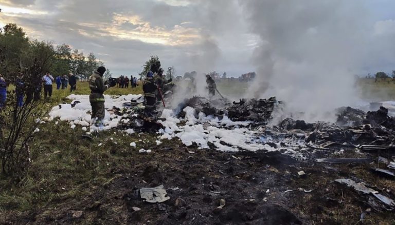 Sitio donde ocurrió en accidente aéreo, donde murieron jefes del Grupo Wagner