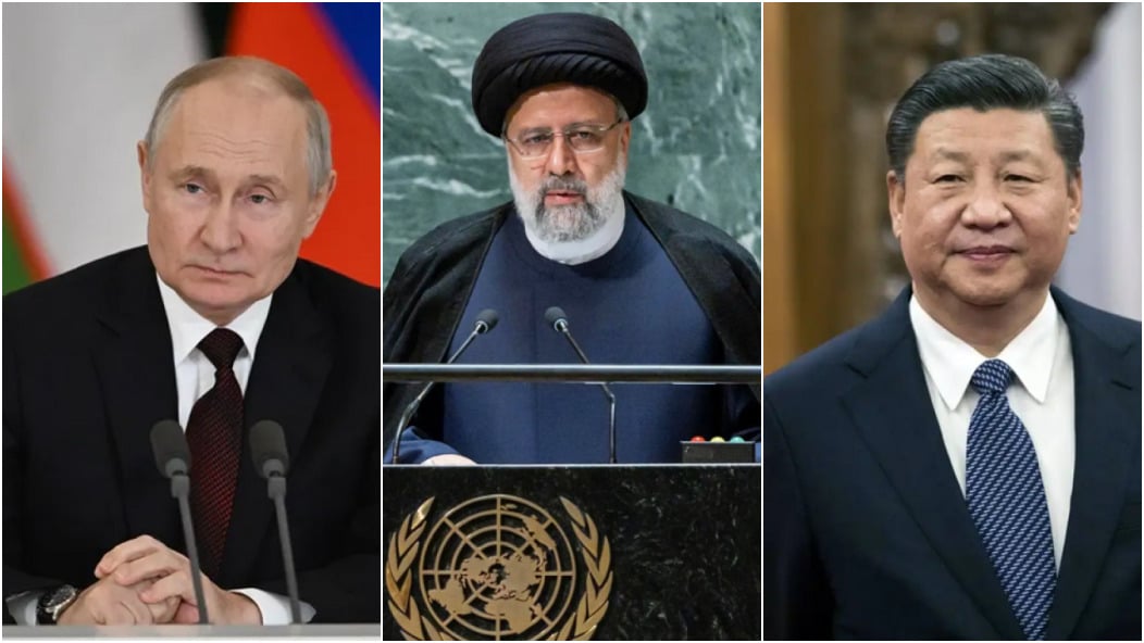 Vladímir Putin. Ebrahim Raisi y Xi Jinping