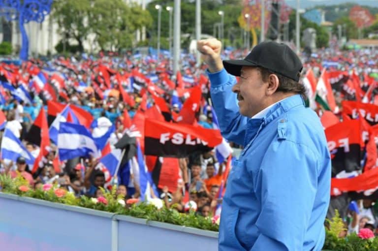 Daniel Ortega en un acto del 19 de julio.