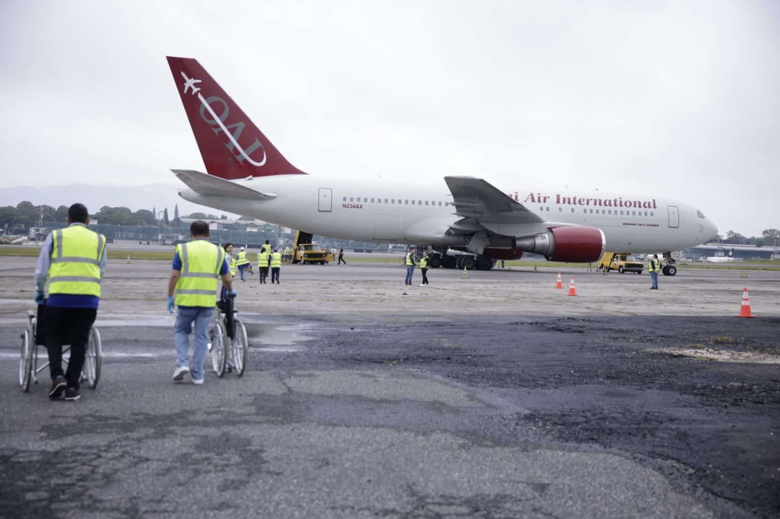 El avión que trasladó a los presos políticos excarcelados de Nicaragua.