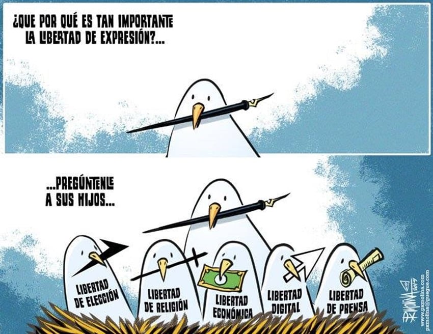 Caricatura libertad de expresión.