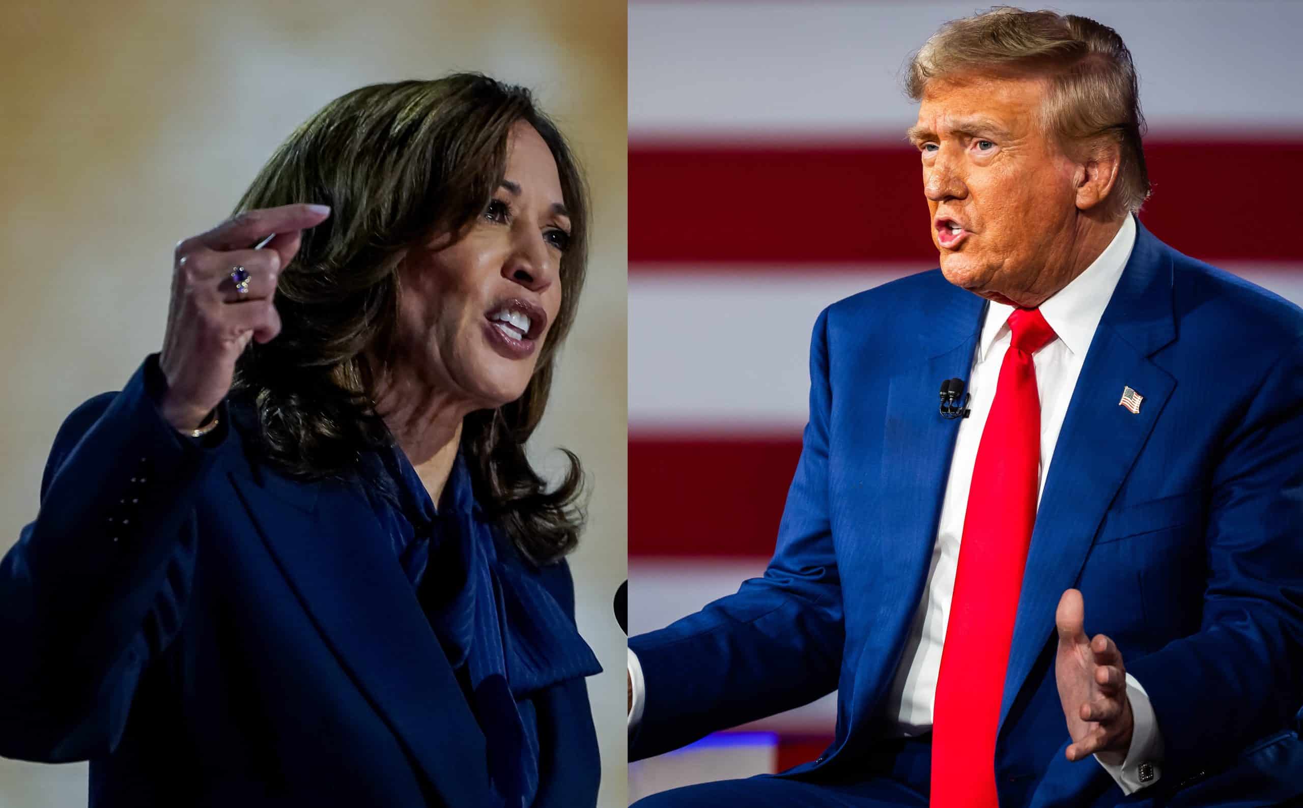 Los candidatos a la presidencia de Estados Unidos el expresidente Donald Trump y a la actual vicepresidenta Kamala Harris.