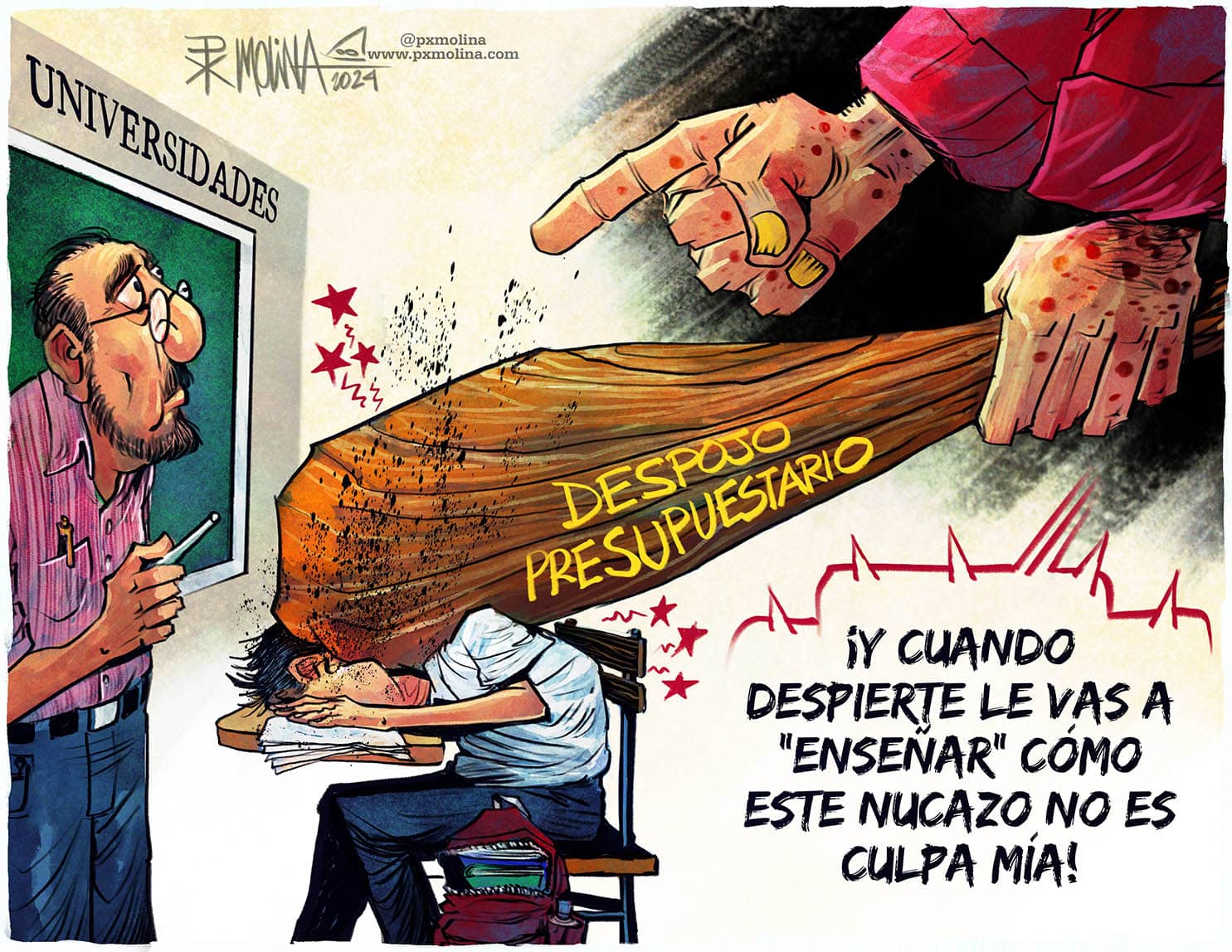 Caricatura El nucazo universitario.