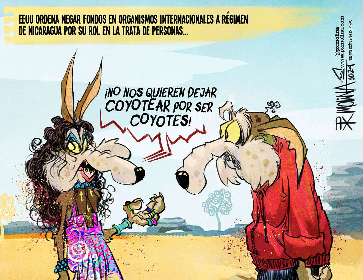 Caricatura Los coyotes de Nicaragua