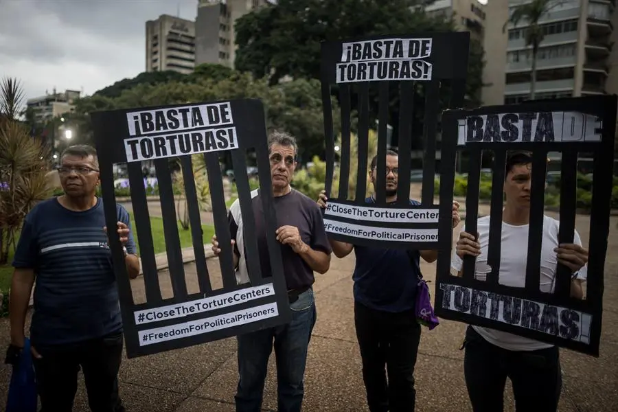 Manifestación contra las torturas en Venezuela.