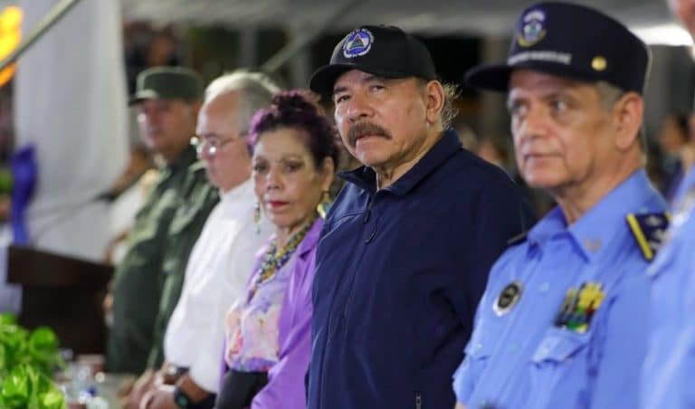 Daniel Ortega alongside his wife and “co-president” Rosario Murillo.