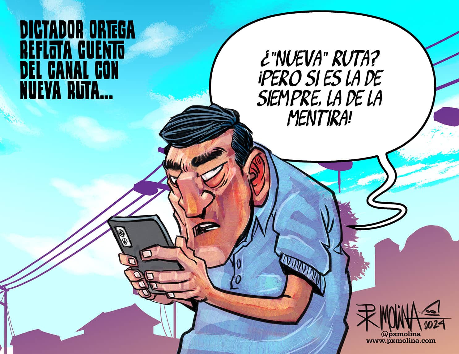 caricatura ruta canal Nicaragua