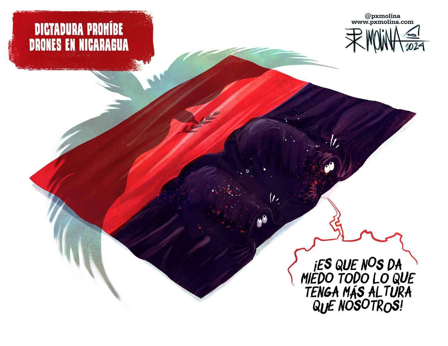 Caricatura prohíben los drones